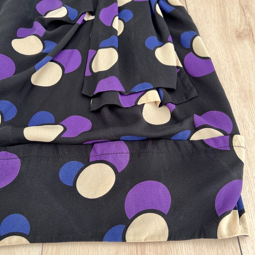 Marc by Marc Jacobs Black & Purple Polka Dot Silk Mini Bubble Dress (4) RUNS BIG - Picture 3 of 16